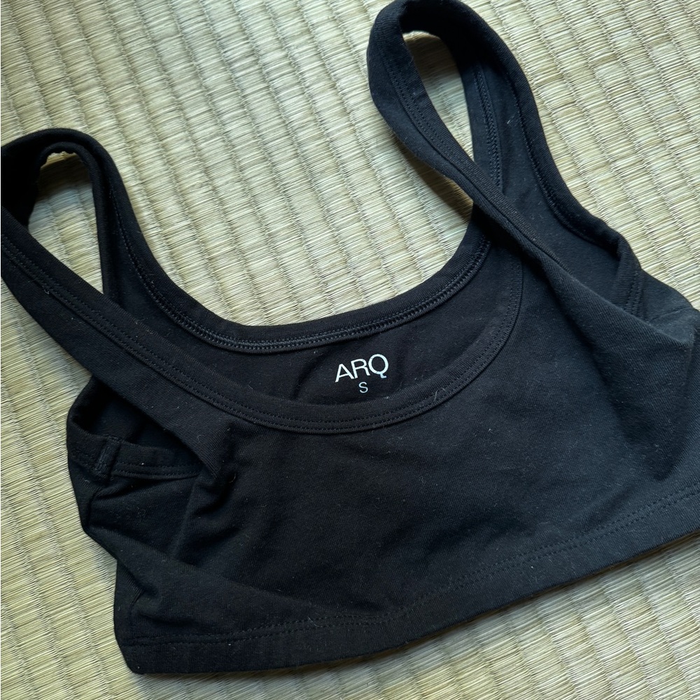 ARQ Organic Cotton Wide Strap Black Bra, Size S